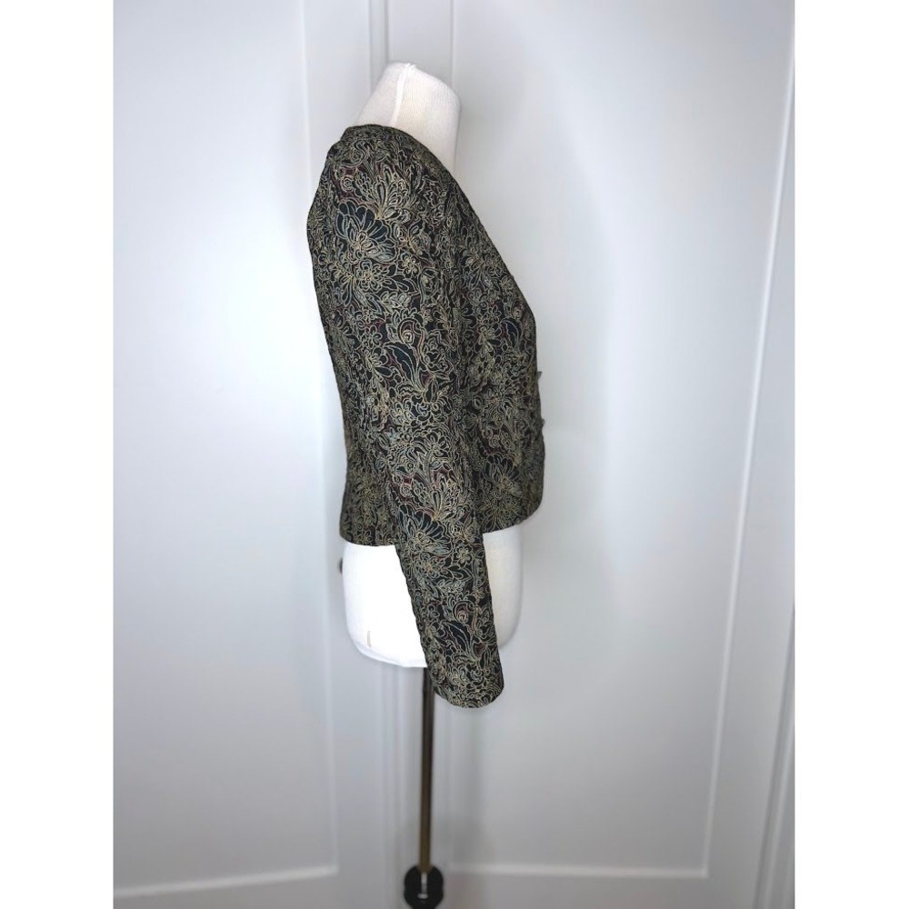 Vintage Quilted Cropped Jacket Black Gold Floral Paisley Tapestry Size 6 - Picture 6 of 12